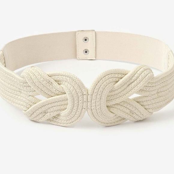Luxe Cream Knot Snap Button Stretchy Belt - Picture 1 of 4